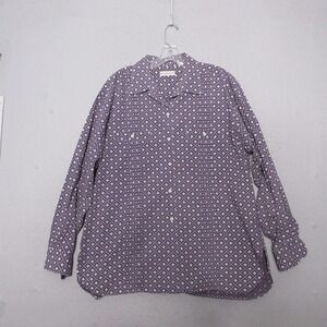 Vintage‎ Banana Republic Shirt Men Button L Purple Floral 90s Cotton Hong Kong